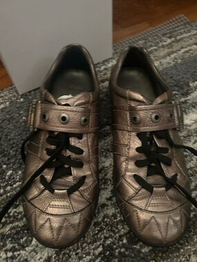 Dior Metallic Bronze Lace-Up Sneakers with Strap